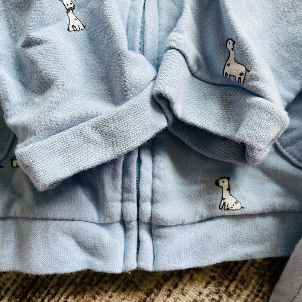 Mayoral Tracksuit Light Blue Giraffe Print Zip Hoodie Joggers Kids 6-9M Animal